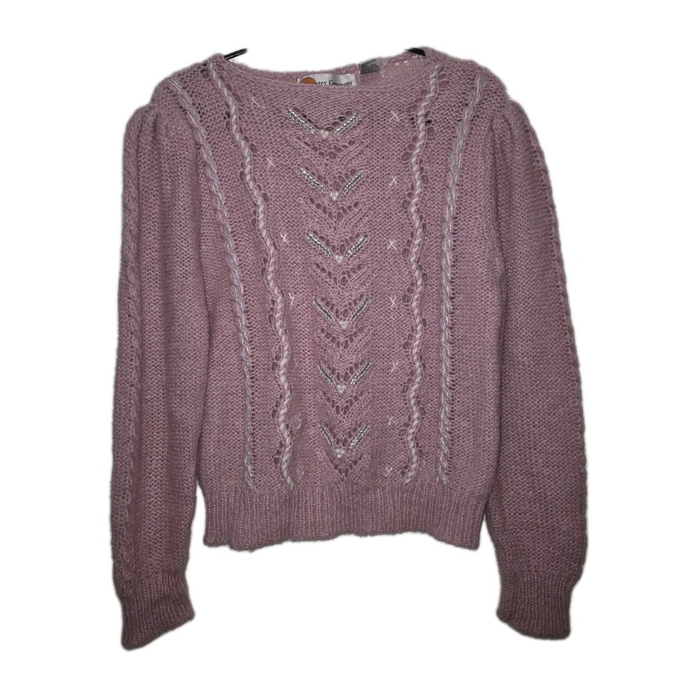 💗 Vintage Country Concepts Pink Knit Sweater – Women's M‎ – Handmade Look 💗